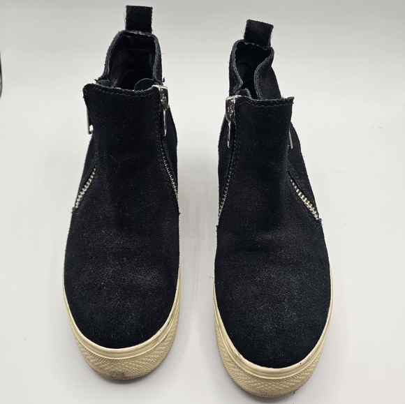Steve Madden Black Suede Wedgie Platform Ankle Sneakers - Picture 2 of 13